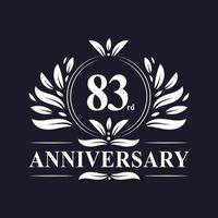 logotipo de aniversário de 83 anos, celebração luxuosa do design do 83º aniversário. vetor