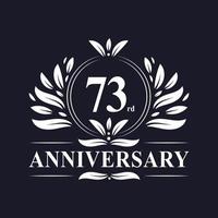 logotipo de aniversário de 73 anos, celebração luxuosa do design do 73º aniversário. vetor