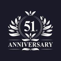 logotipo de aniversário de 51 anos, celebração luxuosa do design do 51º aniversário.
