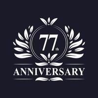 logotipo de aniversário de 77 anos, celebração luxuosa do design do 77º aniversário. vetor