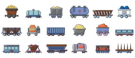 conjunto de ícones de carroça, estilo cartoon vetor