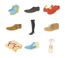 conjunto de ícones de sapatos, estilo cartoon