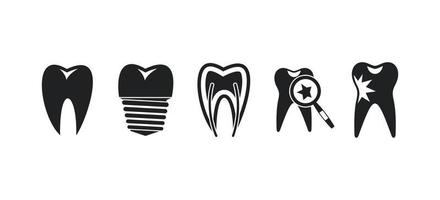 conjunto de ícones de dente, estilo simples vetor