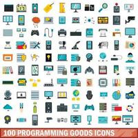 conjunto de 100 ícones de bens de programação, estilo simples
