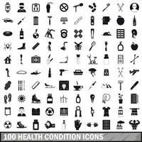 Conjunto de 100 ícones de condição de saúde, estilo simples vetor