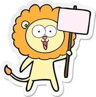 adesivo de um leão de desenho animado feliz vetor