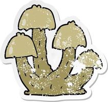 vinheta angustiada de cogumelos de desenho animado vetor
