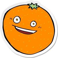 adesivo de uma laranja de desenho animado feliz vetor