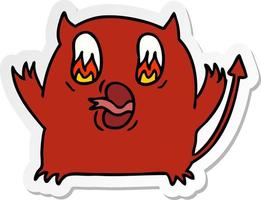desenho de adesivo de demônio vermelho kawaii fofo vetor