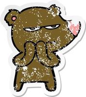 vinheta angustiada de um desenho animado de urso bravo vetor