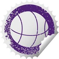 bola de basquete símbolo de adesivo de peeling circular angustiado vetor