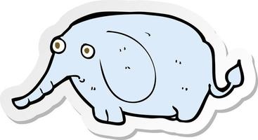 adesivo de um pequeno elefante triste de desenho animado vetor