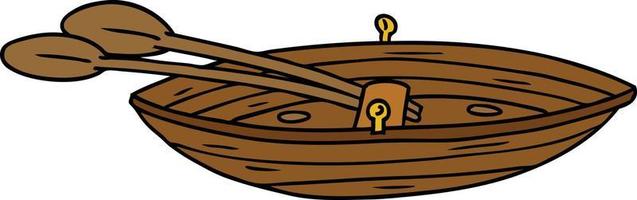 doodle dos desenhos animados de um barco de madeira vetor