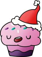 desenho de gradiente de natal de cupcake kawaii vetor