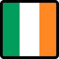 bandeira da irlanda em forma de quadrado com contorno contrastante, sinal de comunicação de mídia social, patriotismo, um botão para alternar o idioma no site, um ícone. vetor