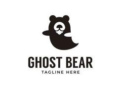 urso pardo fantasma ou urso de mel ou ícone de design de logotipo de silhueta de rosto de cabeça de urso polar vetor