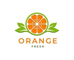 ilustração vetorial de logotipo de laranja fresca, designs de logotipo de fatia de laranja fresca vetor