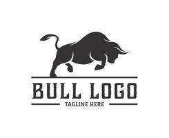 modelo de vetor de design de logotipo de silhueta de búfalo touro bison touro