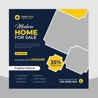 venda de casas de imóveis na moda e publicidade de aluguel de casas geométricas mídias sociais quadradas modernas post layouts de banner definidos para agência de marketing digital. design de modelo de promoção elegante de negócios. vetor