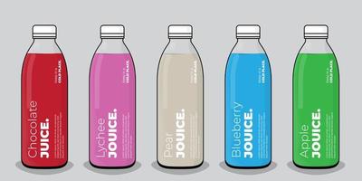 design de modelo de embalagem de leite ou suco com garrafa em design de escolha multicolorida vetor