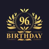 logotipo de aniversário de 96 anos de luxo, celebração de 96 anos. vetor