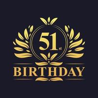 logotipo de aniversário de 51 anos de luxo, celebração de 51 anos. vetor