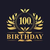 logotipo de aniversário de 100 anos de luxo, celebração de 100 anos. vetor