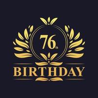 logotipo de aniversário de 76 anos de luxo, celebração de 76 anos. vetor