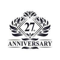 logotipo de aniversário de 27 anos, logotipo floral de 27º aniversário de luxo. vetor