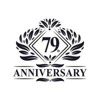 logotipo de aniversário de 79 anos, logotipo floral de 79º aniversário de luxo. vetor