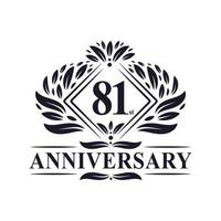 logotipo de aniversário de 81 anos, logotipo floral de 81º aniversário de luxo. vetor