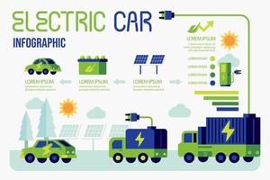 infográfico de veículo elétrico. projeto de estação de carga de carro elétrico. vetor