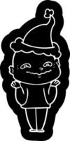 ícone de desenho animado de um cara assustador usando chapéu de papai noel vetor