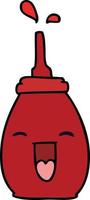 molho vermelho feliz de desenho animado desenhado à mão peculiar vetor