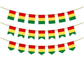 bandeira da Guiné nas cordas em fundo branco. conjunto de bandeiras de estamenha patriótica. decoração de estamenha da bandeira da guiné vetor