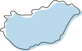 mapa de contorno simples estilizado do ícone da Hungria. mapa de esboço azul da ilustração vetorial da Hungria vetor