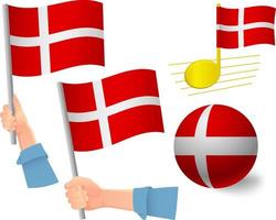 conjunto de ícones da bandeira da Dinamarca vetor