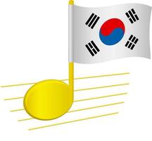 bandeira da coreia do sul e nota musical vetor