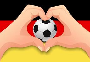 alemanha bola de futebol e forma de coração de mão vetor