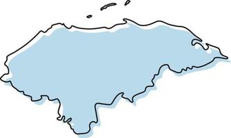 mapa de contorno simples estilizado do ícone de honduras. mapa de esboço azul da ilustração vetorial de honduras vetor