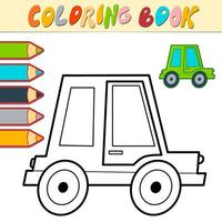 livro para colorir ou página para crianças. vetor de carro preto e branco