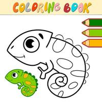livro de colorir ou página para crianças. vetor preto e branco de iguana
