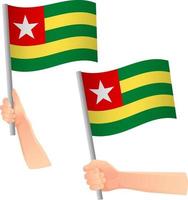 ícone de bandeira do togo na mão vetor