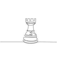 contínuo um logotipo de torre de xadrez desenho de linha isolado no fundo branco. logotipo de xadrez para site, aplicativo e apresentação impressa. conceito de arte criativa, eps 10. ilustração vetorial de desenho de linha única vetor