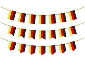 bandeira da Alemanha nas cordas em fundo branco. conjunto de bandeiras de estamenha patriótica. decoração de estamenha da bandeira da alemanha vetor