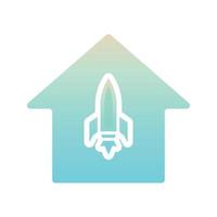 elemento de ícone de modelo de design gradiente de logotipo para casa de foguete vetor