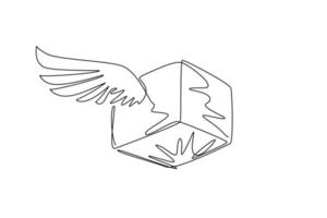 pacote de desenho de linha contínua com logotipo de símbolo de asas, transporte, entrega rápida, caixa, pacote. ícone isolado adequado para site, interface, aplicativos. ilustração vetorial de desenho de linha única vetor