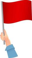 bandeira vermelha em ícone de mão vetor