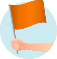 bandeira laranja na mão vetor