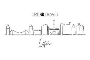 desenho contínuo de uma linha skyline da cidade de luton, inglaterra. paisagem histórica da cidade no mundo. melhor destino de férias. curso editável na moda desenho de linha única desenho ilustração gráfica vetorial vetor